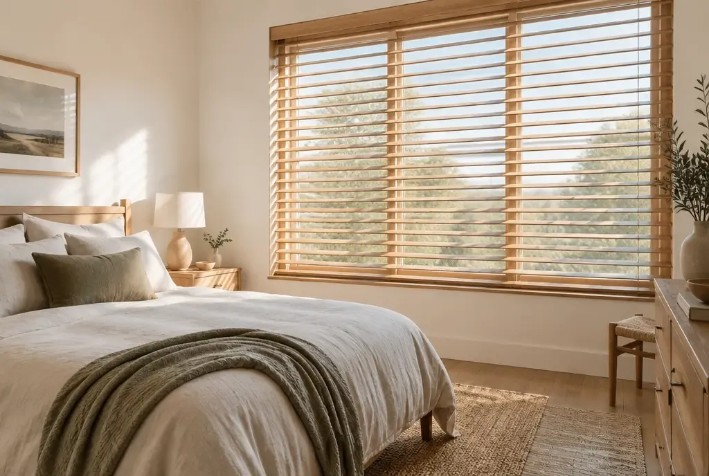 Real wood blinds in a warm home, photo 2
