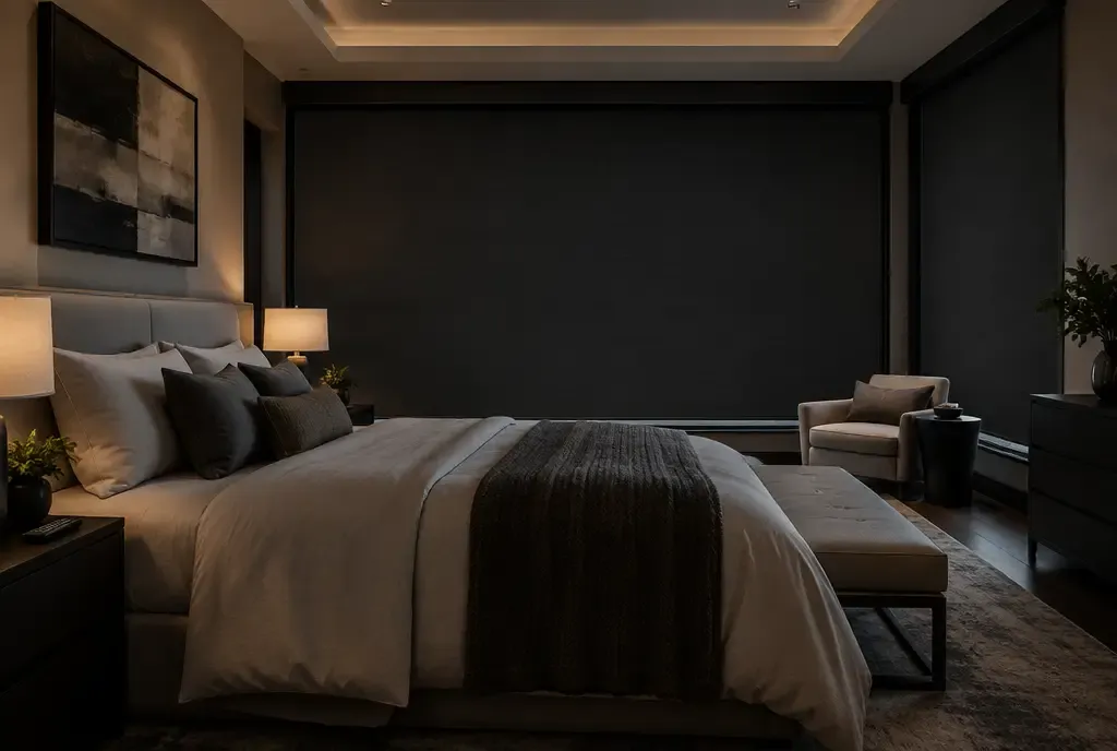 Motorized roller shades in a living room, photo 2