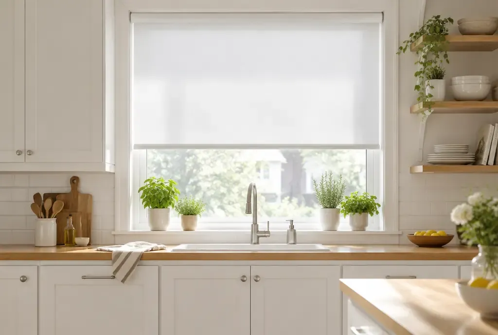 Cordless roller shades in a modern home, photo 2