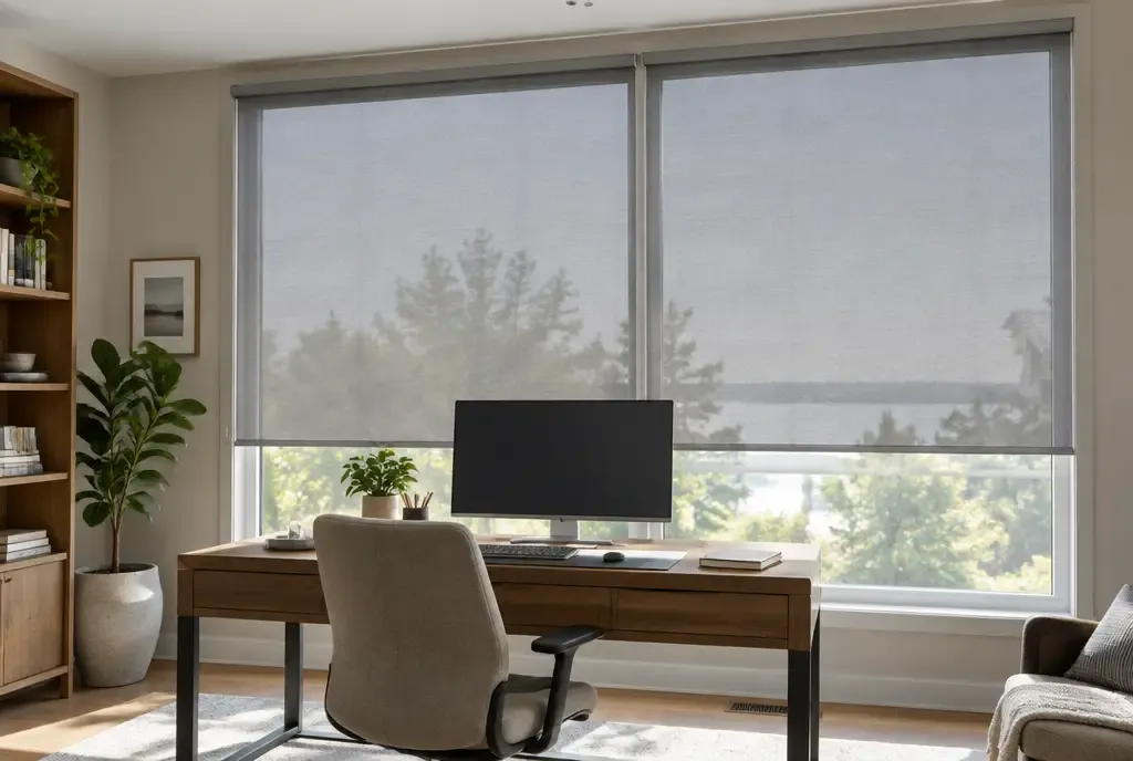 Cordless roller shades in a modern home, photo 3