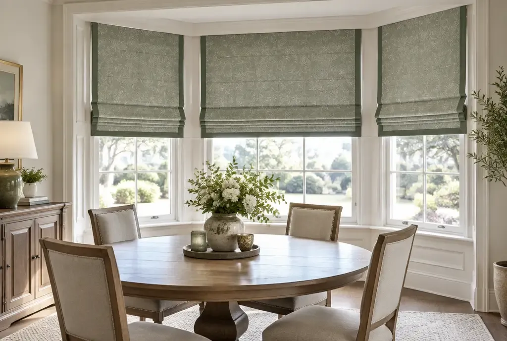 Roman shades in a bedroom and living room, photo 2