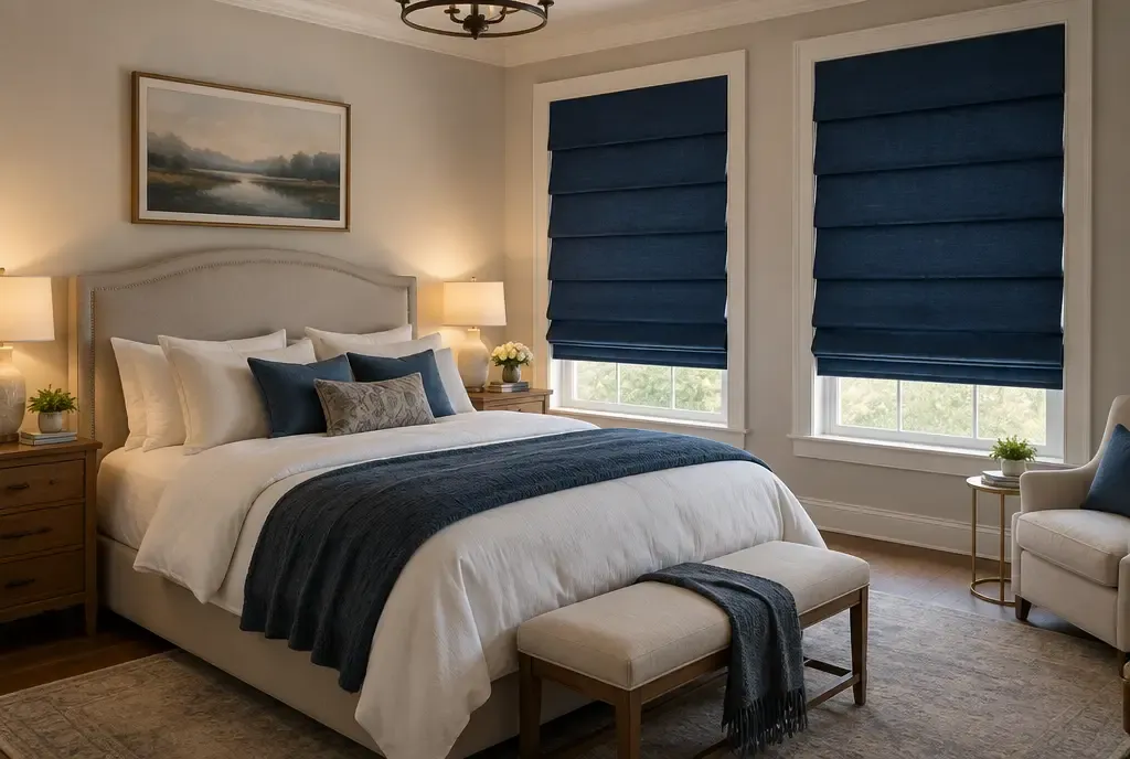 Roman shades in a bedroom and living room, photo 3