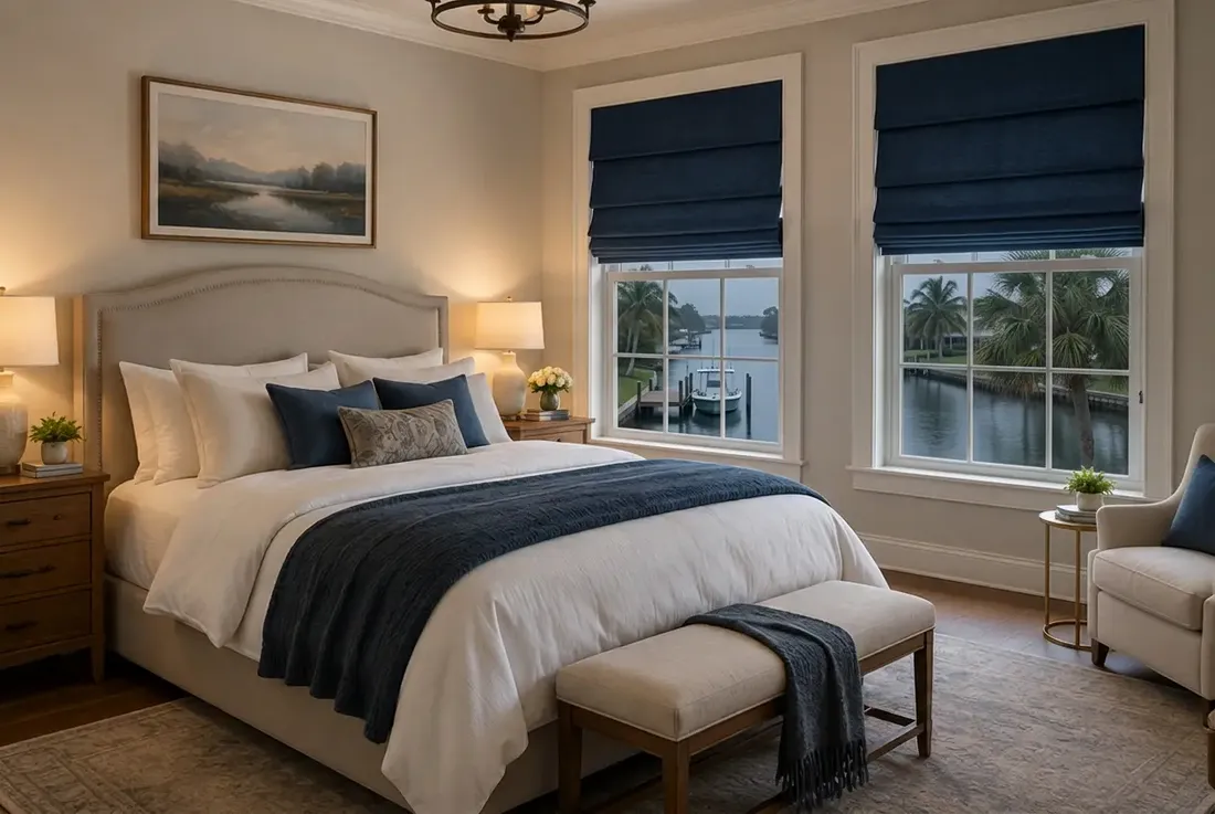 Roman shades in a bedroom and living room, photo 4