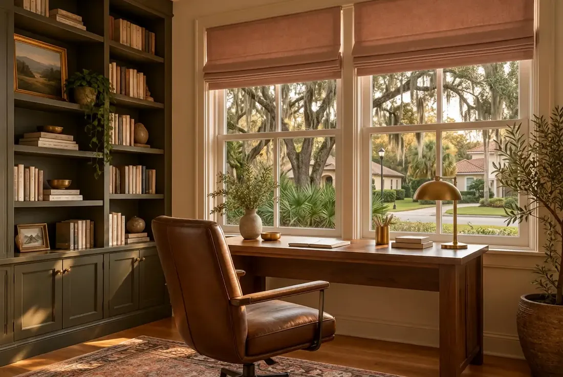 Roman shades in a bedroom and living room, photo 5