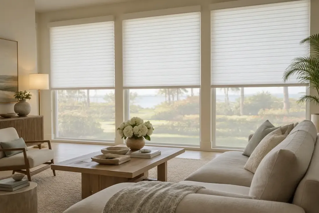 Sheer shades filtering daylight in a living room, photo 2