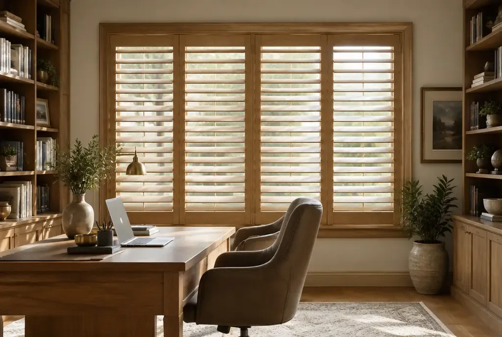 White plantation shutters in a bright home, photo 3