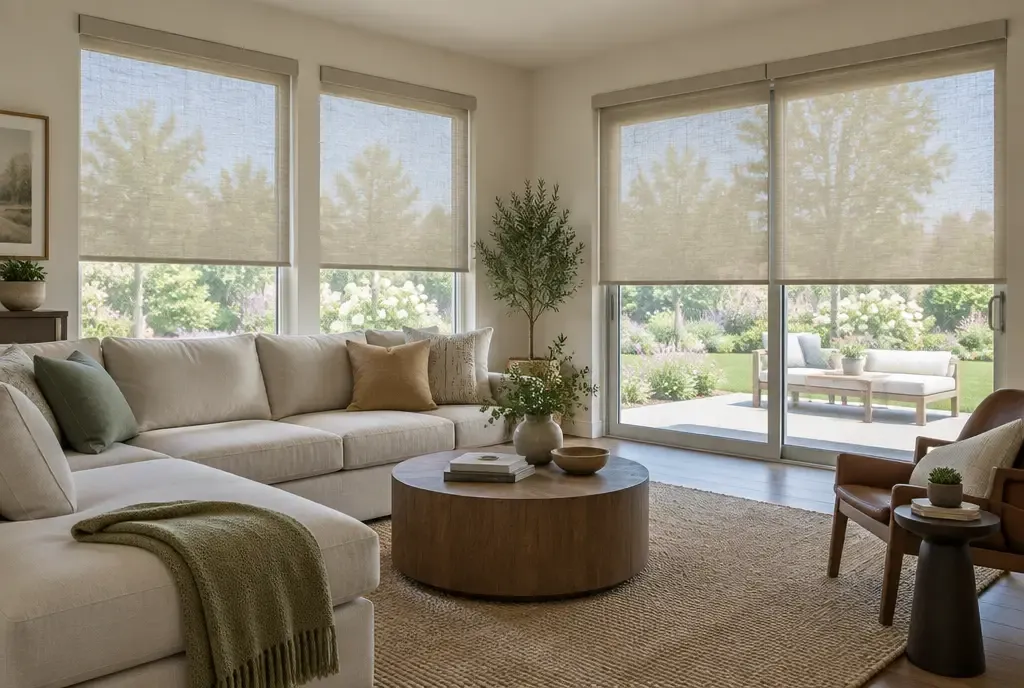 Solar shades on a large window