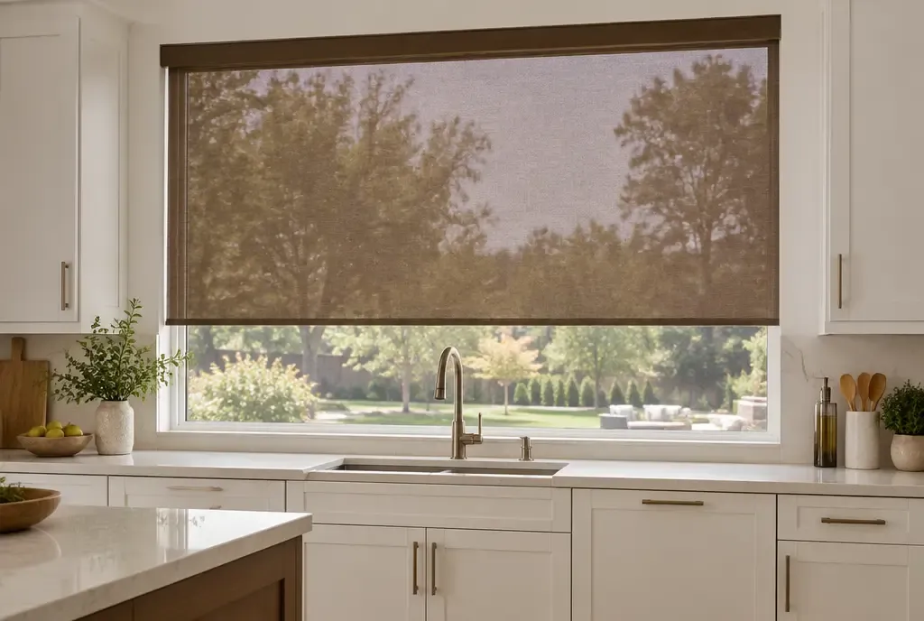 Solar shades on a large window, photo 4