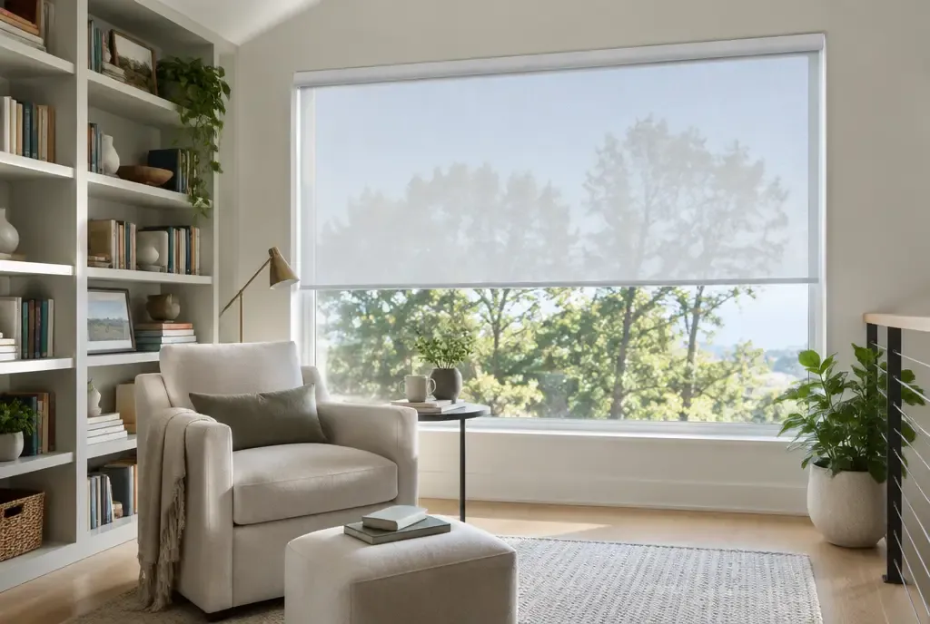 Solar shades on a large window, photo 5